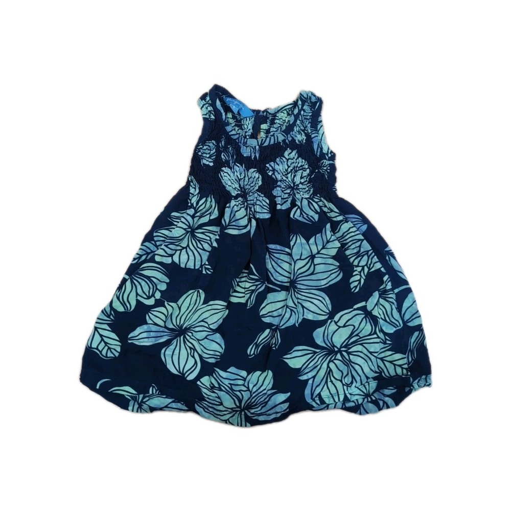 Blue Ginger Girls Sundress Size 2 Rayon Hawaiian Floral Smocked Dress Long